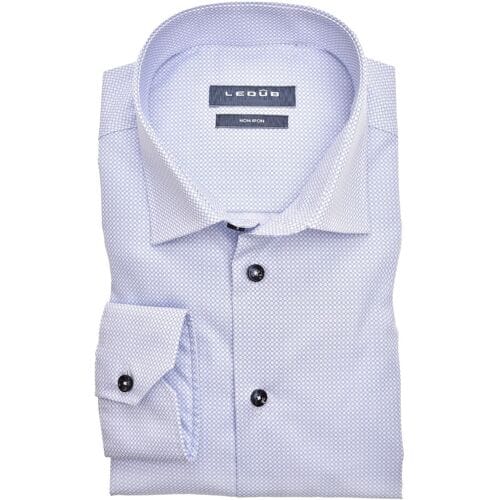 Ledûb Overhemd Abstract Fine Pattern Mouwlengte 7 Midden Blauw / male