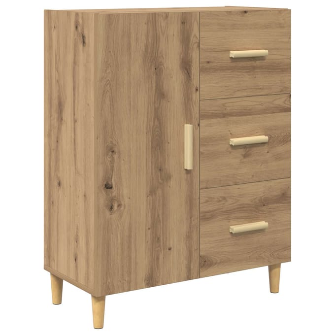 vidaXL - Dressoir - Artisan - Eiken - 34 - x - 69,5 - x - 90 - cm - Bewerkt - hout