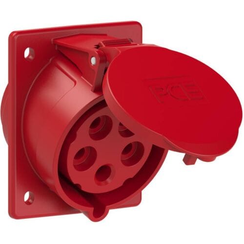 PCE 425-6tt – Basis van de schuine 32 A 3-polige + neutrale 6 uur/s rood