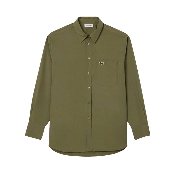 Lacoste Dames/Dames Popeline Oversized Overhemd (Kaki Groen)