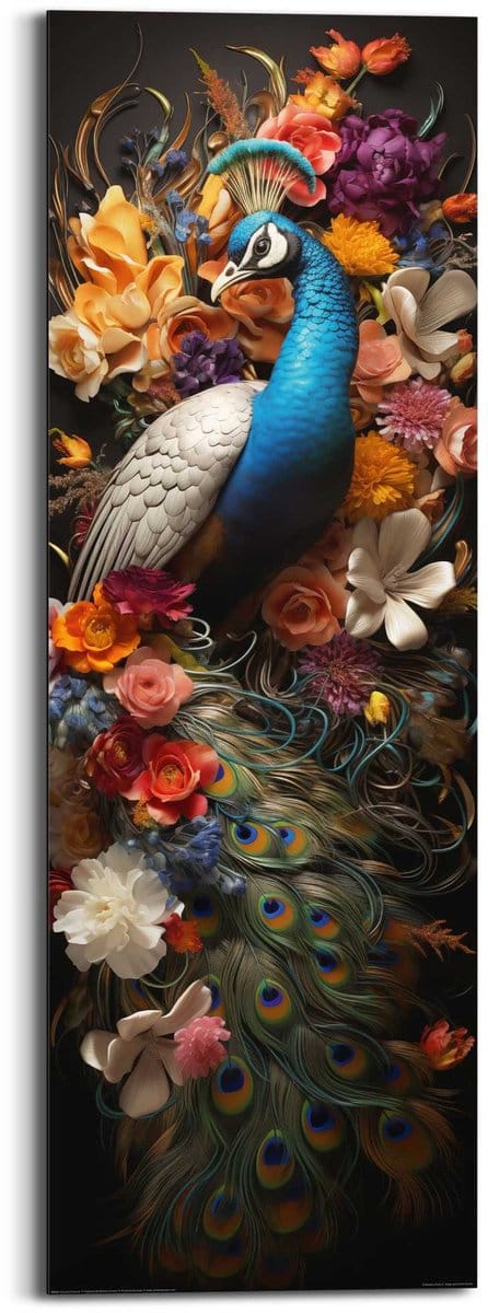 Schilderij Colourful Peacock - 90 x 30 - Hout - REINDERS