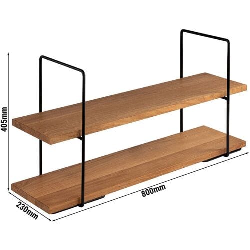 GGM Gastro Etagère - 2-stufig - PERFECTO LARGE - Eckig - Metallgestell - Etagen aus Eichenholz