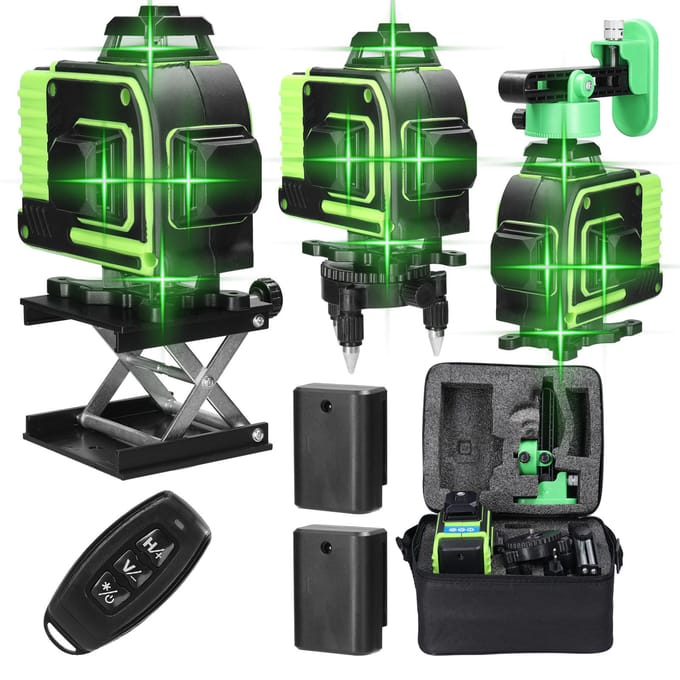 Niveau Laser multifonctionnel 16 lignes, fonction d'auto-nivellement à 3 degrés, outil de nivellement, sol omnidirectionnel EU Plug multicolore