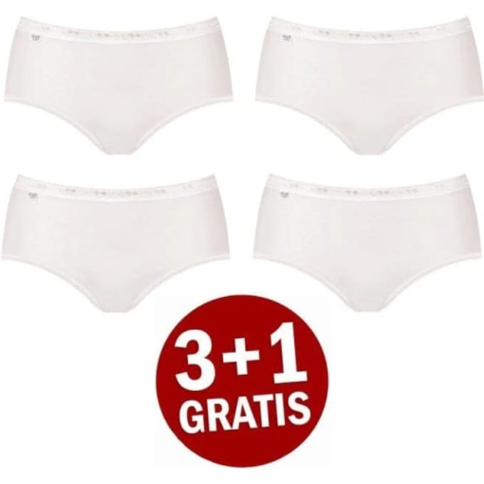 sloggi Basic+ Dames Midi slip - 4-pack - Wit - Maat 38