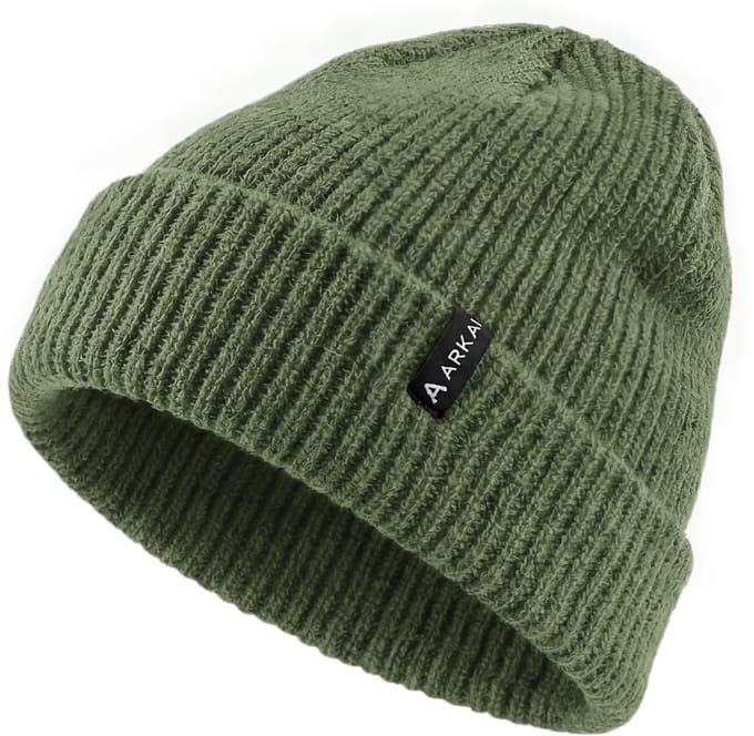 Nordic | Bosgroene geribde beanie in vissersstijl