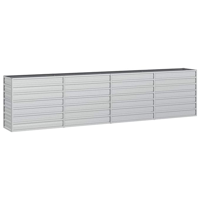 vidaXL - Plantenbak - verhoogd - 320x40x77 - cm - gegalvaniseerd - staal - zilver