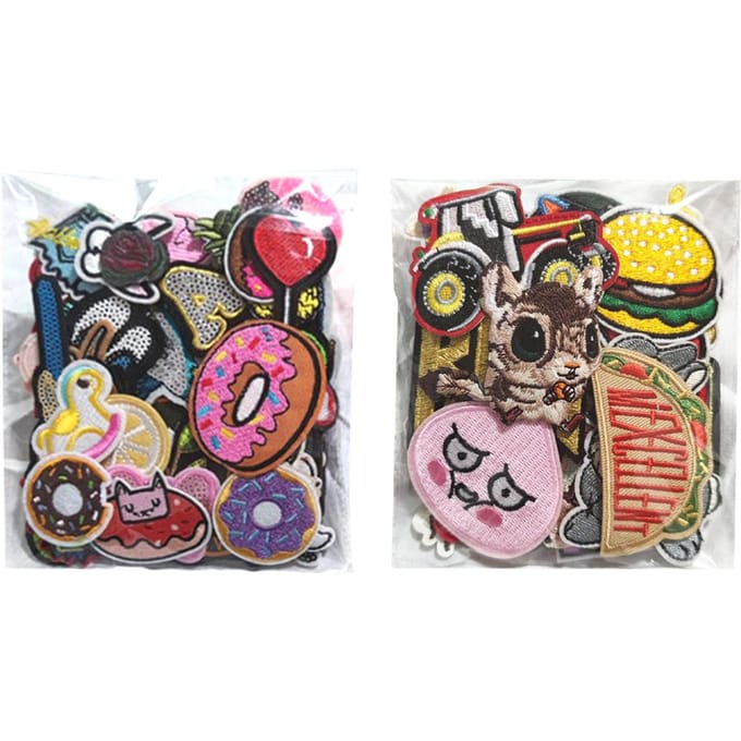 50 pièces Patch Brodé Mignon Dessin Animé Sûr Écologique Patchs à Coudre Patchs Fleurs pour Jupes black