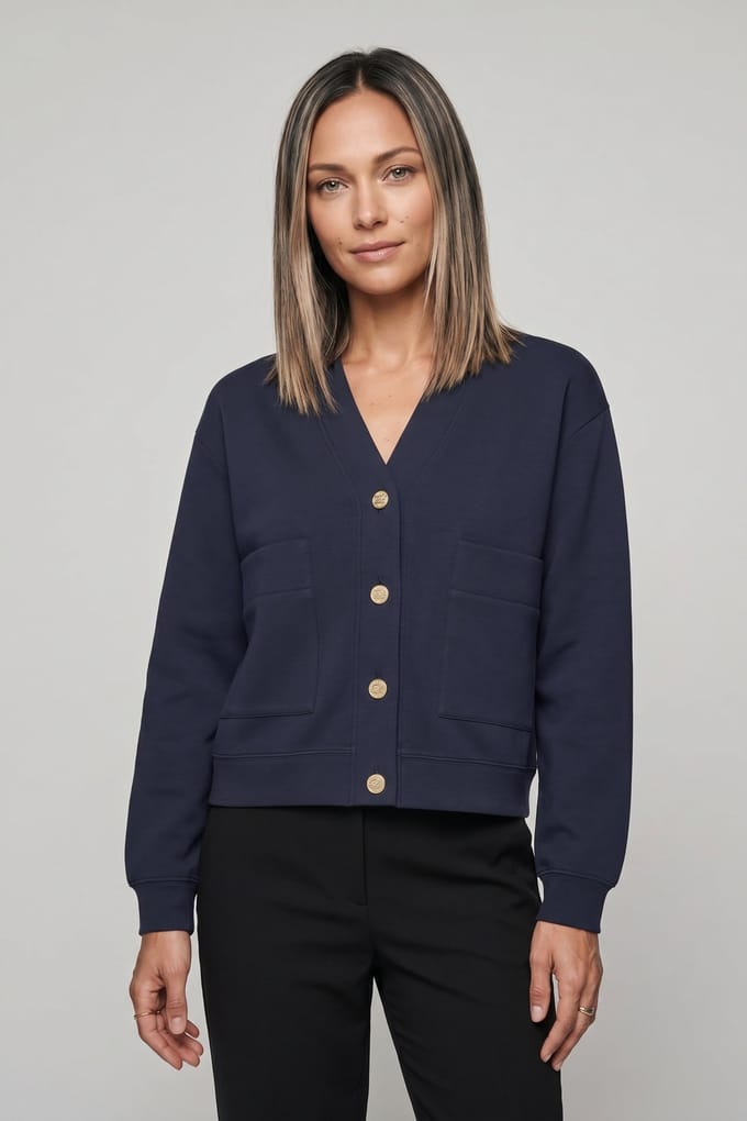 Karl Lagerfeld Elevated Sweat Cardgian Evening Blue Größe: L | Cardigans Outlet | Damen | Blau
