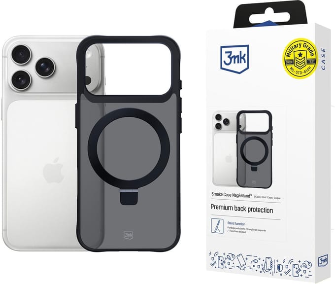 3Mk Smoke Case Mag&Stand Voor Apple Iphone 17 Pro Hoesje Met Magnetische Standaard