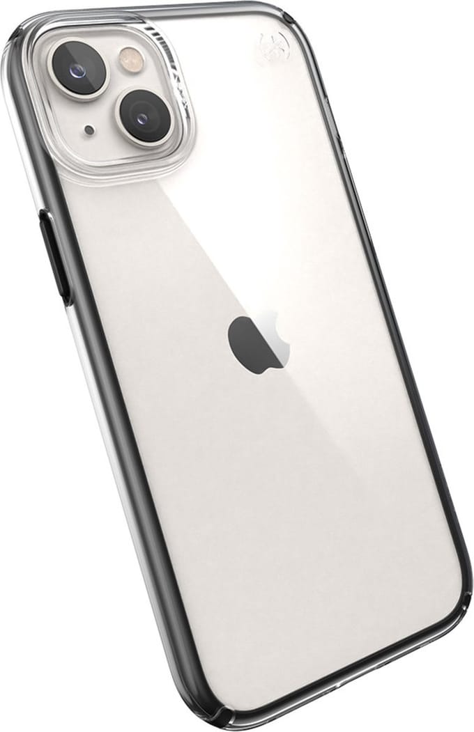 Speck Presidio Perfect-Clear with Impact Geometry - iPhone 15 Plus / 14 Plus Case with MICROBAN Coating - Clear / Black