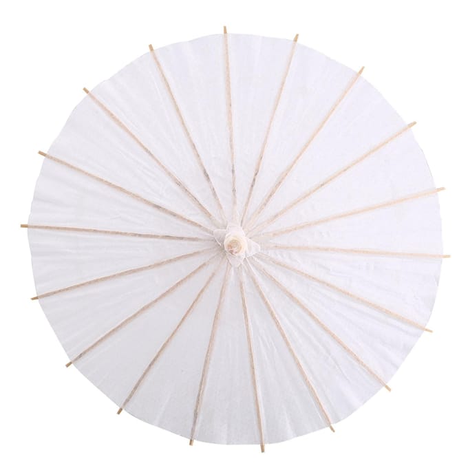 Parapluie décoratif en papier blanc, accessoire photo/cosplay pour école ou école. 20cm diameter white