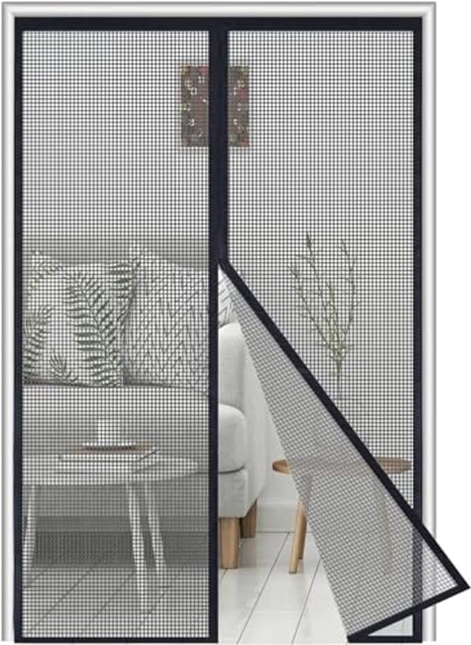 Muggennet Vliegengordijn 90 x 195 cm - Magnetisch, Zelfsluitend, Vlamvertragend, Scheurvast