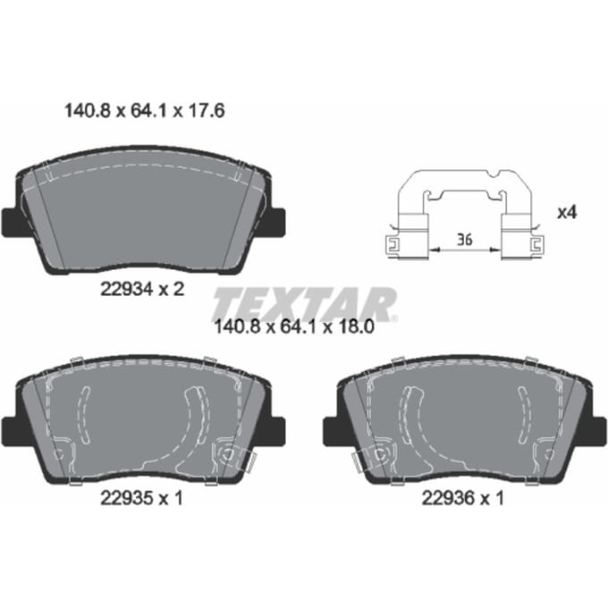 Remblokset TEXTAR 2293401, voor