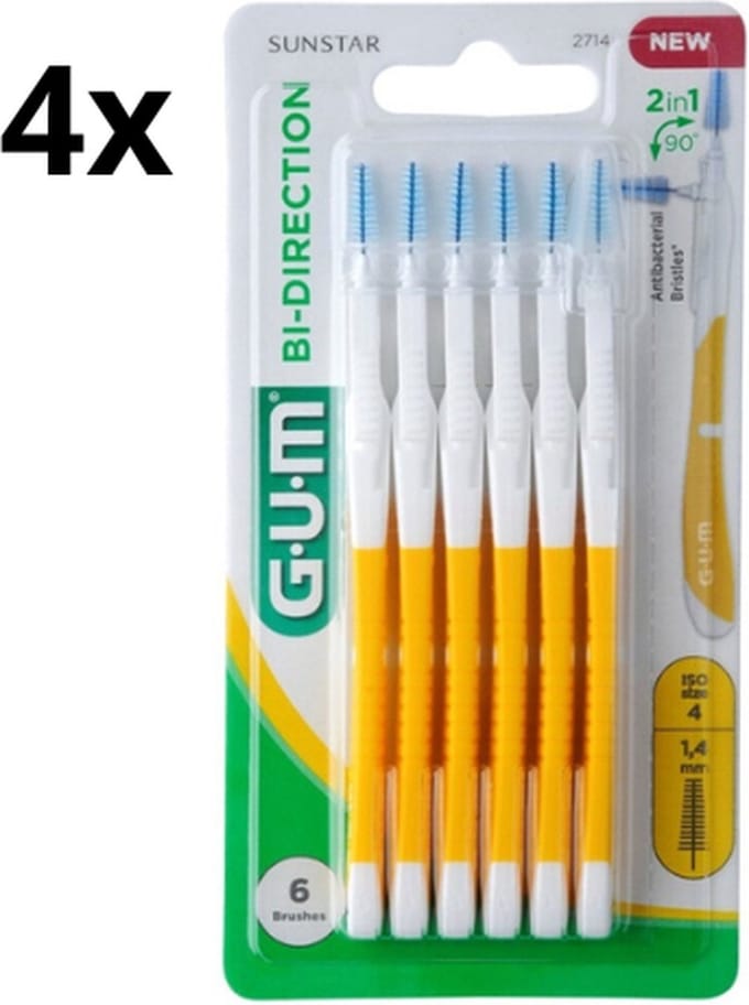 4x GUM Bi-Direction 1.4 mm Geel - 6 stuks
