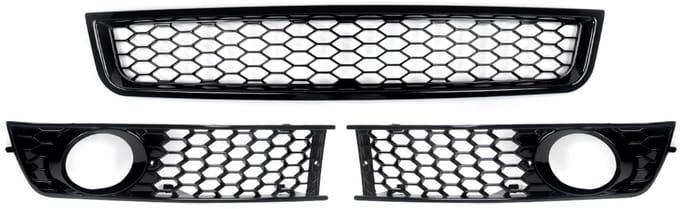 NitroMesh GrilleKit - Mistlichtgrill + Ondergrille - Voorbumper - Voor Audi A4 B6 Sedan (2002-2005) - Set van 2 - Auto Accessoires