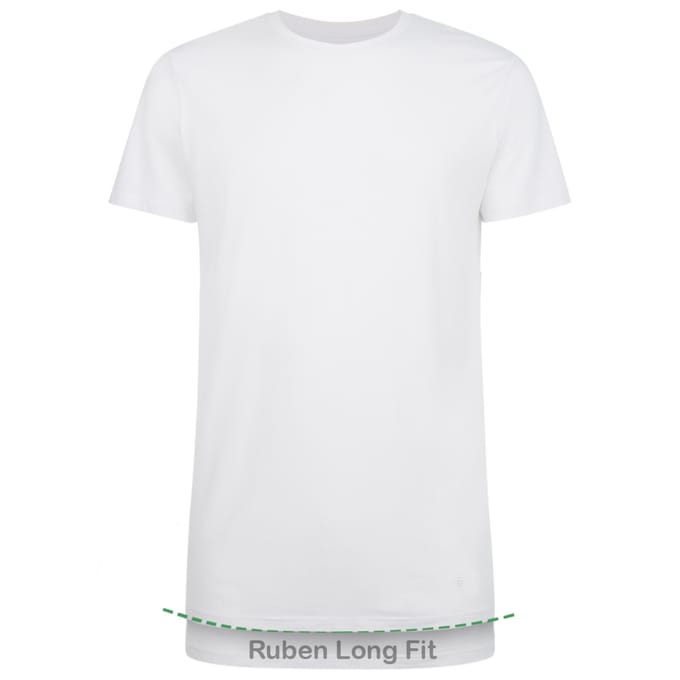 Comfortabel & Zijdezacht Bamboo Basics Long Fit T-Shirts Ruben ronde hals (2-pack) - Wit - S