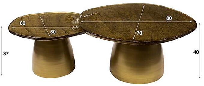 Salontafel Eclips set van 2 Glas - Goud antiek finish
