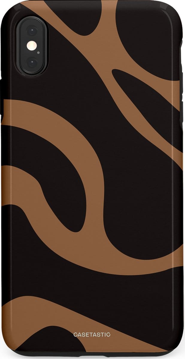 Casetastic hoesje geschikt voor Apple iPhone XS Max - Dubbellaagse bescherming - Chocolade Golven - Fashion Case - Zwart Taupe