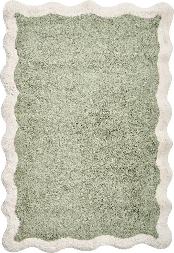 NANGAL - Badmat - Groen/Beige - 60 x 90 cm - Katoen