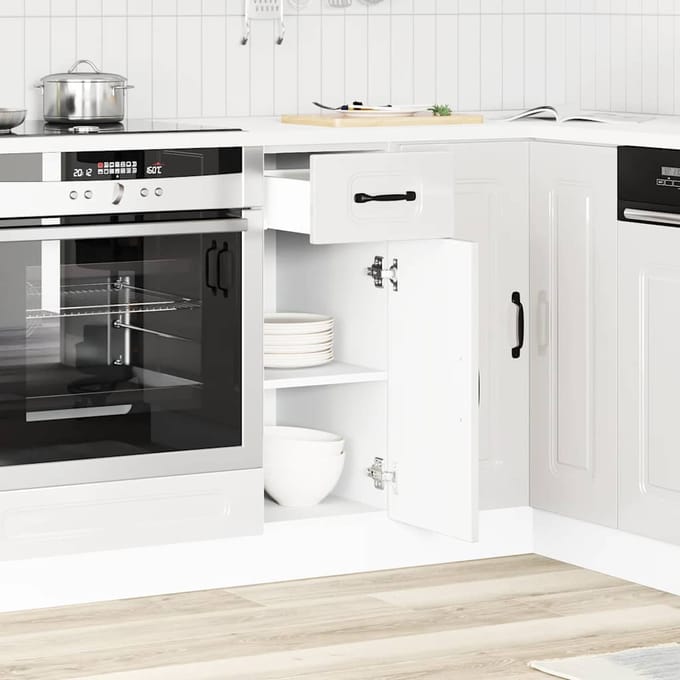 vidaXL - Onderkast - Kalmar - bewerkt - hout - hoogglans - wit