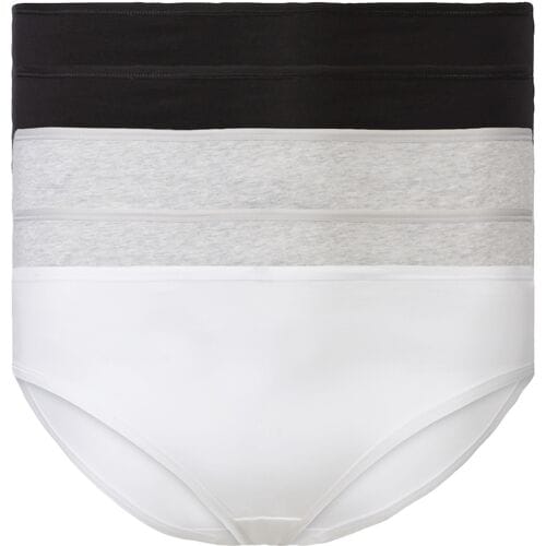 ESMARA 5 dames slips (Zwart/grijs/wit, XL (48/50))