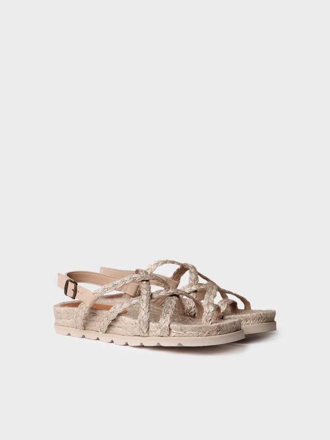 Platte sandalen van jute voor dames | DAISY-PH