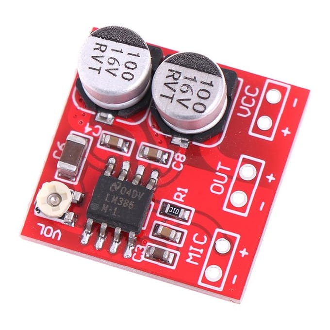 Carte d'amplificateur de puissance de Microphone électrique Dc 5V-12V Lm386, Gain 200 fois l'ampli de micro