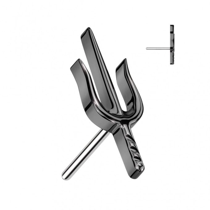 Piercing titanium drietand push in 1.2x8 - zwart - LMPiercings