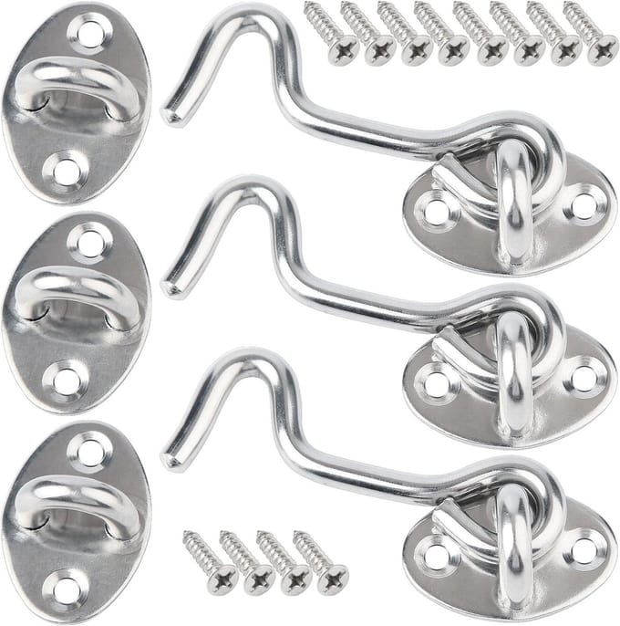 Cabin Hook - Heavy Duty - Gate Hook Lock 3Pcs 75mm RVS Deurslot