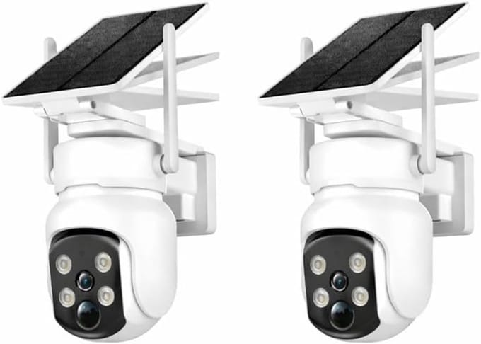 Bewakingscamera Buiten - Beveiligingscamera Set - Huis Beveiligen - 360 Graden Zicht - 2 Camera's - Wit