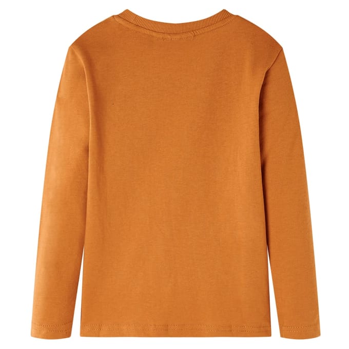 vidaXL - Kindershirt - met - lange - mouwen - 128 - donkerokerkleurig