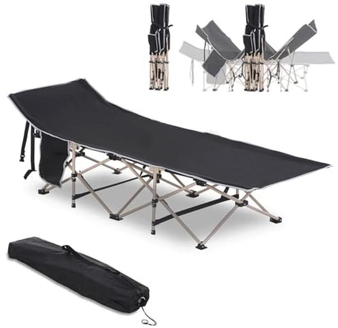 Draagbaar opvouwbaar campingbed voor kinderen - zwart