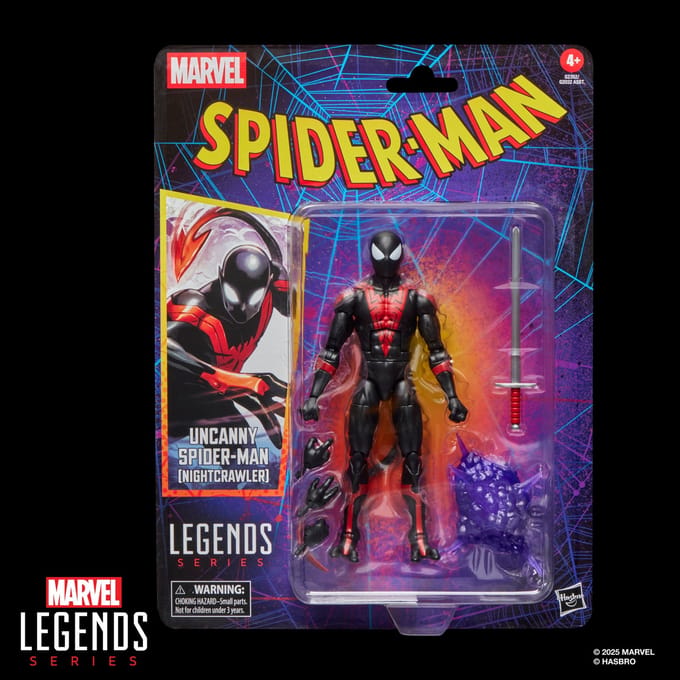 Hasbro Marvel Legends Series Uncanny Spider-Man (Nightcrawler), Retro Cardback Comics Action Figure
