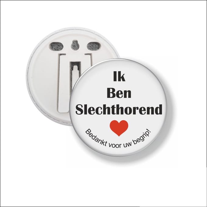 Button Met Clip 58 MM - Ik Ben Slechthorend
