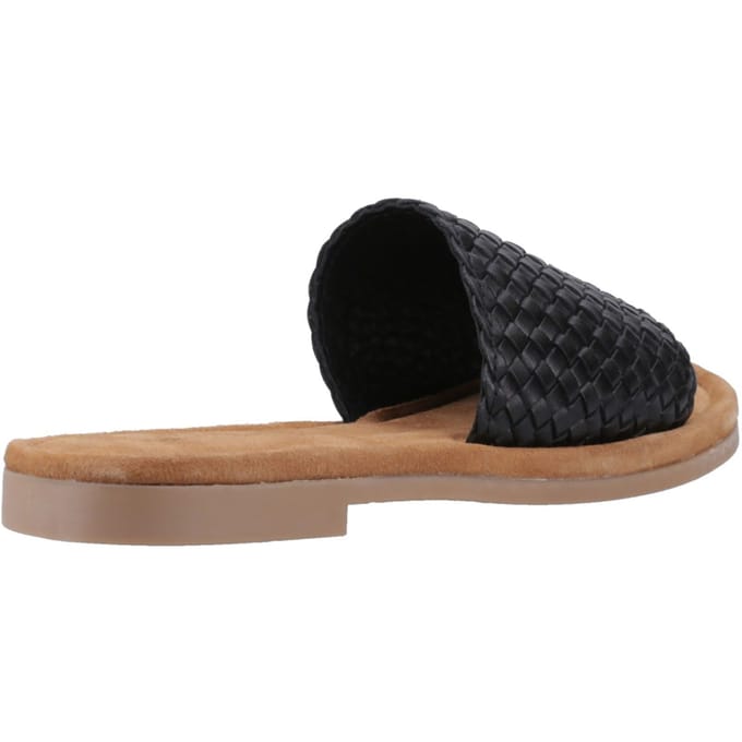 Hush Puppies Hetty Slide Leren Dames Zwarte Sandalen