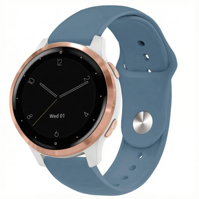 Siliconen Sport bandje - Universeel 18 mm aansluiting - Geschikt voor o.a. Garmin Venu 3S / 2S, Forerunner 265S / 255S, Vivoactive 4S, Huawei Watch GT 4 41 mm, Fossil Gen 6 42 mm - Blauw