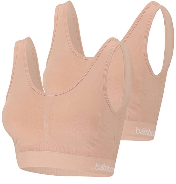 Apollo dames Seamless bra bamboe - voorgevormde cups - 2-pack - maat L - nude