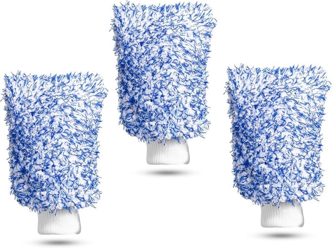 Premium microvezel washandschoen voor autoverzorging - 3 stuks
