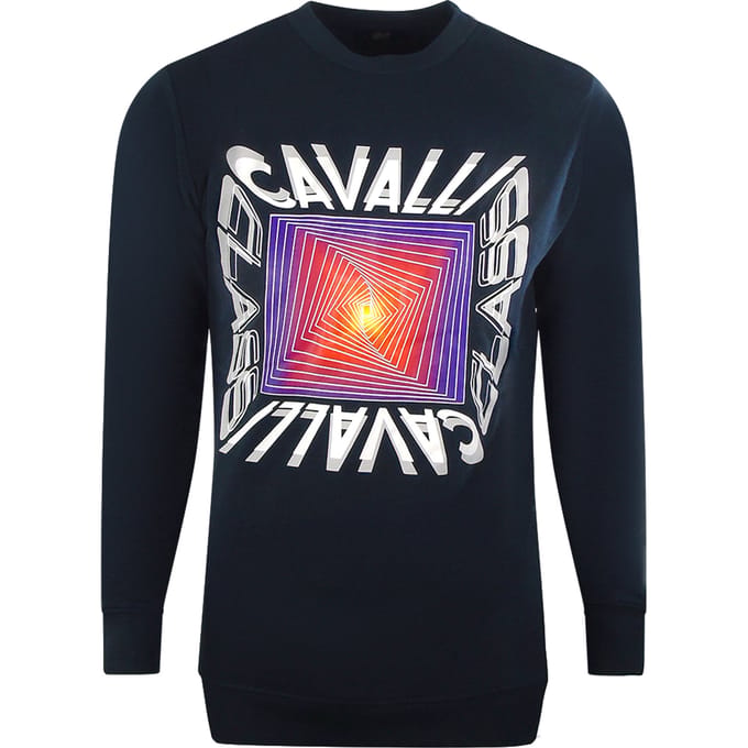 Cavalli Class asymmetrisch boxontwerp marineblauw sweatshirt