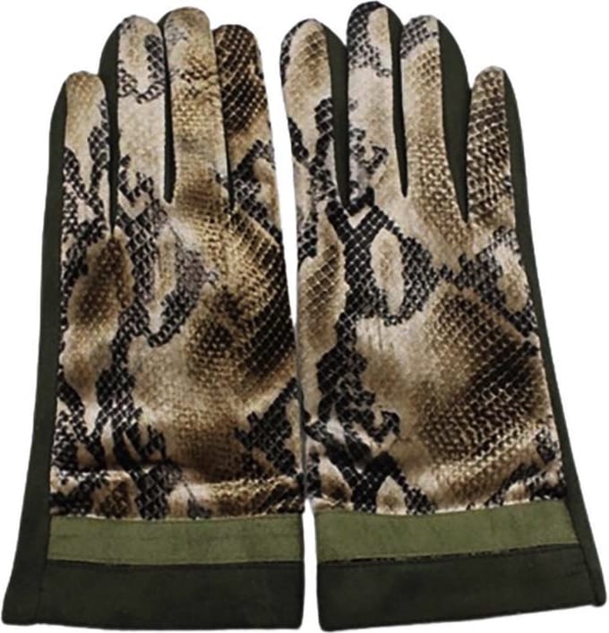 Handschoen Dames Handschoen Groen Met Slangen Print