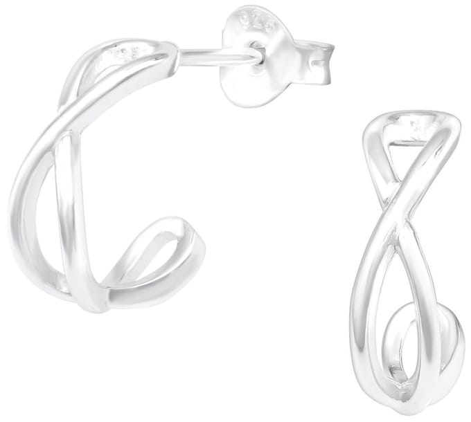 Joy|S - Zilveren oorringen stud - 12 mm - infinity - dikte: 4 mm - oorbellen