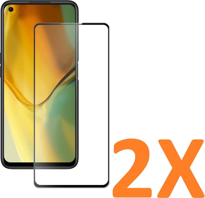Volledige dekking Screenprotector Glas - Tempered Glass Screen Protector Geschikt voor: Oppo A76 -  - 2x