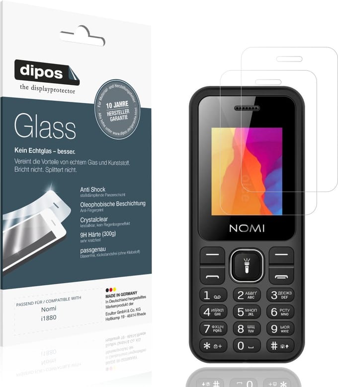 dipos – 2x Pantserfolie geschikt voor Nomi i1880 | 9H Screenprotector