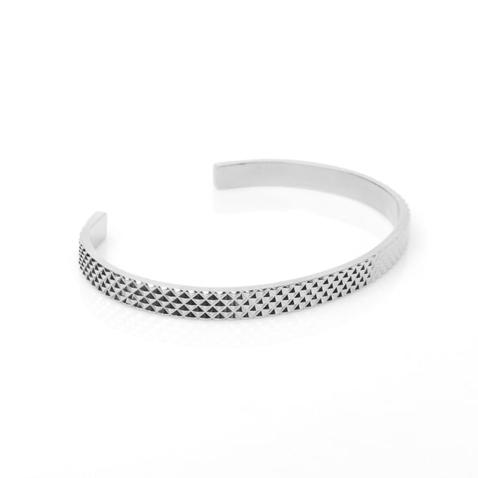 Marenca zilveren heren cuff armband met ruitdetails