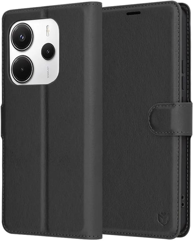 Hoesje geschikt voor Xiaomi Redmi Note 14 4G 163.2mm - Techsuit Leather Folio Book Wallet Case - Zwart