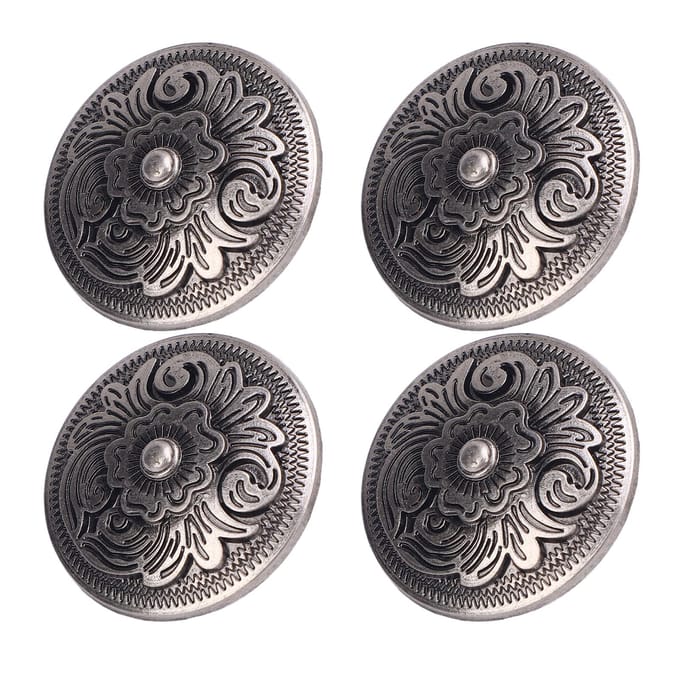 10 Sets Klinknagel en Schroef 32mm Bloemtextuur Klinknagels 7mm Kruiskopschroeven voor Leren Halsband Riem gray