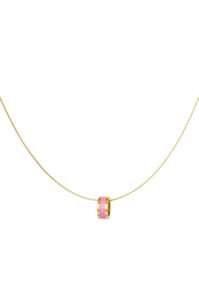 Ketting gekleurde bedel - goud/roze