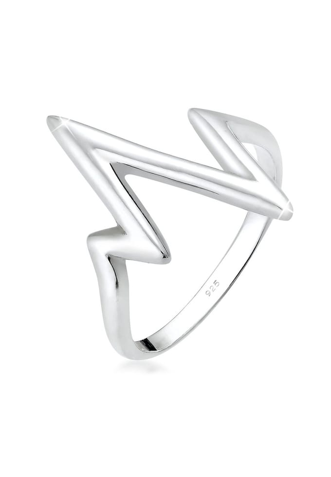 Elli - Ring - Dames Hartslag Geo Look in 925 Sterling Zilver - Dames