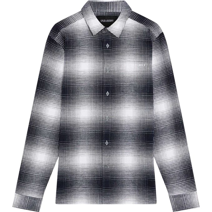 Lyle & Scott Flanellen Heren Overhemd (Nachthemel/Wit)