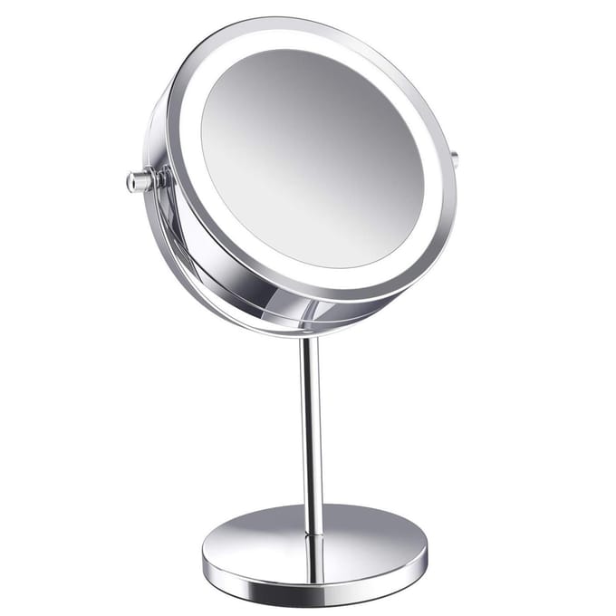 Vergroot Make-up Spiegel met LED Licht Dubbelzijdig 5x Vergroting 360 Graden Rotatie Kaptafel Regular model white